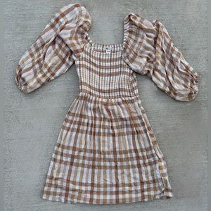 Billabong gingham puff sleeve mini dress cottagecore size s